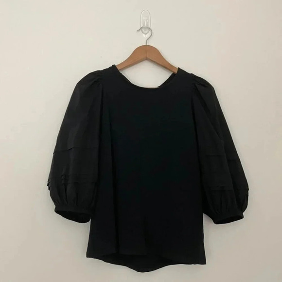Nation LTD Gracie Pintuck Combo Top in Jet Black Size Small - Picture 1 of 6